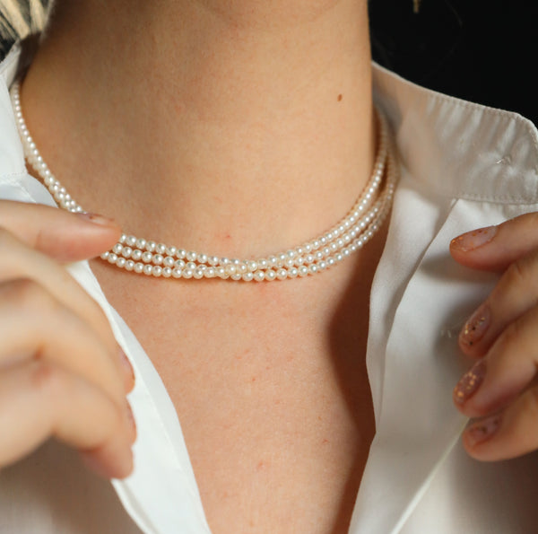 Anique Pearl Choker Necklace with Turquoise Clasp