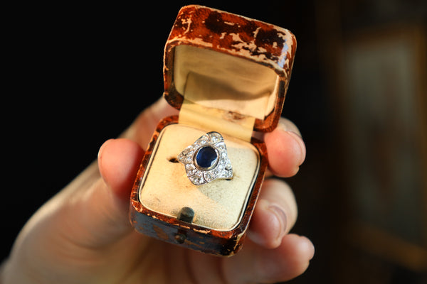 Antique Art Deco Engagement Ring with Sapphire