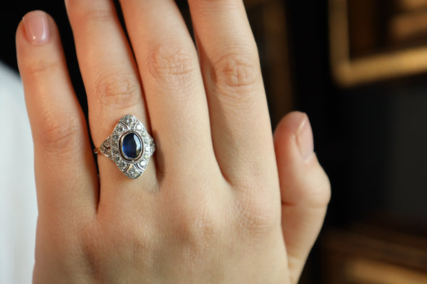 Antique Art Deco Engagement Ring with Sapphire