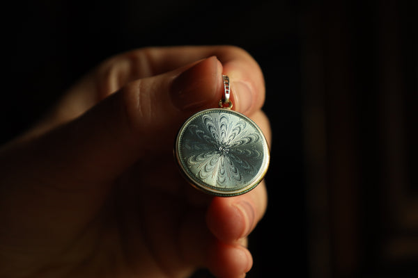 Antique Guilloche Enamel Locket Pendant