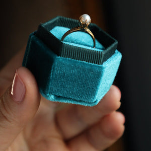 Antique Edwardian Claw Mount Pearl Solitaire Ring in Solid 14k Gold