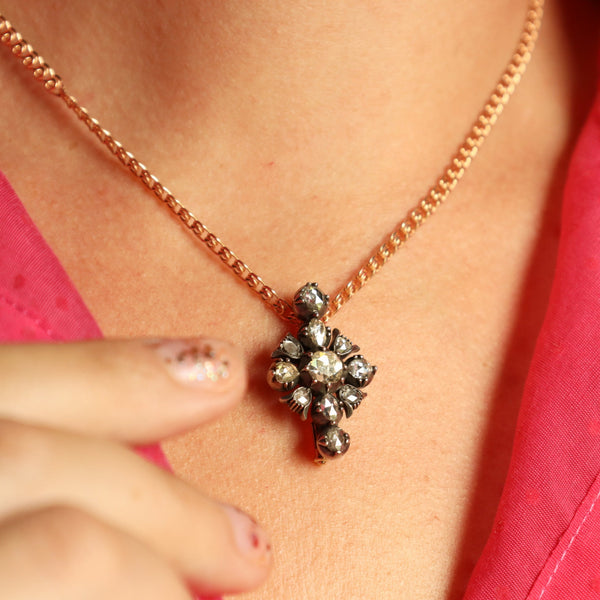 Antique Revival Diamond Flower Brooch