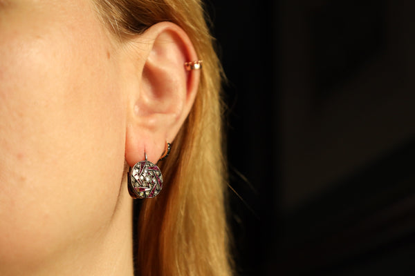 Art Deco Earrings with Rubies and Diamonds: 1920s Jewelry