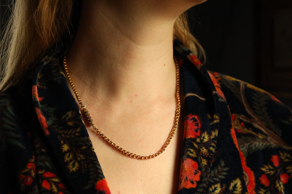 Antique Georgian Fancy Link Chain Necklace with Tube Lock