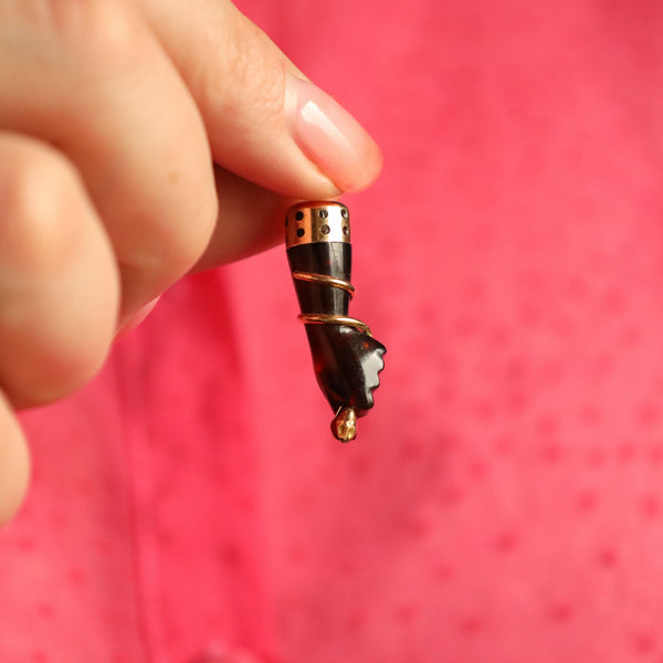 Antique Figa Charm Pendant in Solid 14k Gold