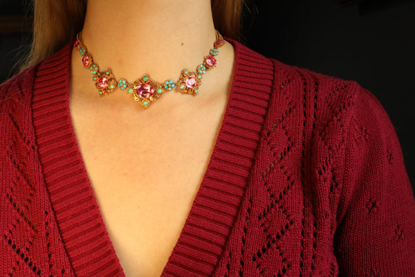Antique French Imperial Topaz and Turquoise Necklace