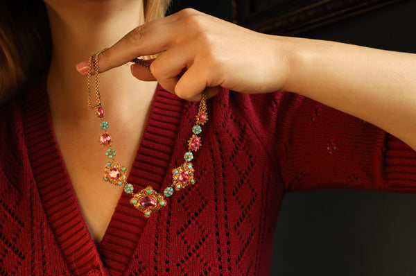 Antique French Imperial Topaz and Turquoise Necklace