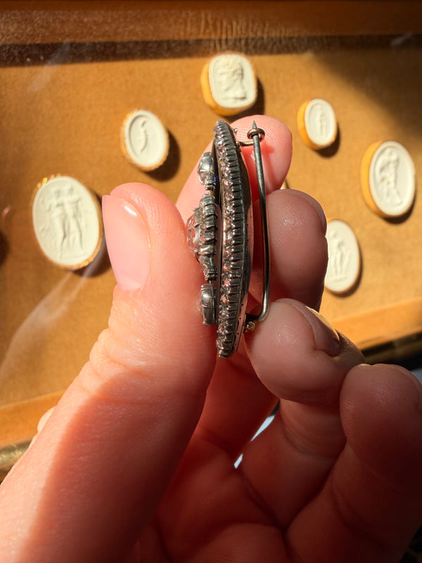 Antique Georgian Era Brooch with Rose Cut Diamonds