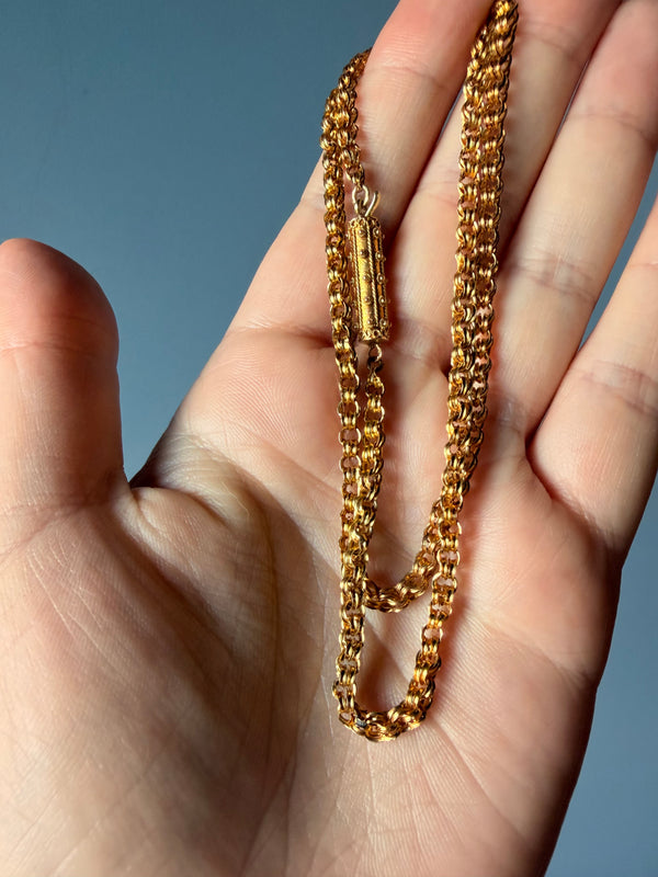 Antique Georgian Fancy Link Chain Necklace with Tube Lock