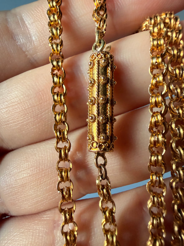 Antique Georgian Fancy Link Chain Necklace with Tube Lock