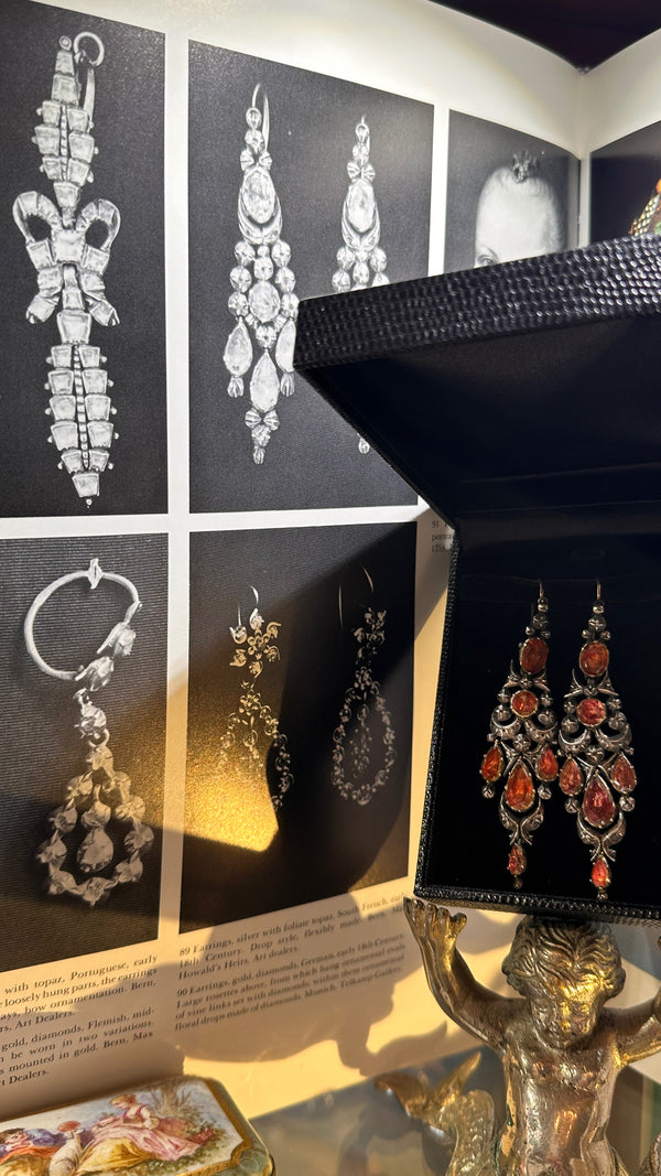 Georgian Era Iberian Earrings with Foiled Pink Quartz