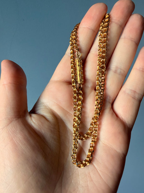 Antique Georgian Fancy Link Chain Necklace with Tube Lock