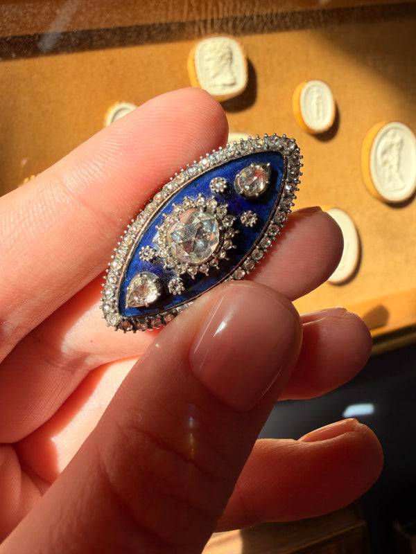 Antique Georgian Era Brooch with Rose Cut Diamonds