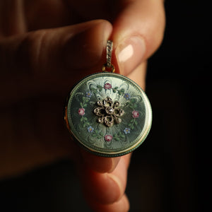 Antique Guilloche Enamel Locket Pendant