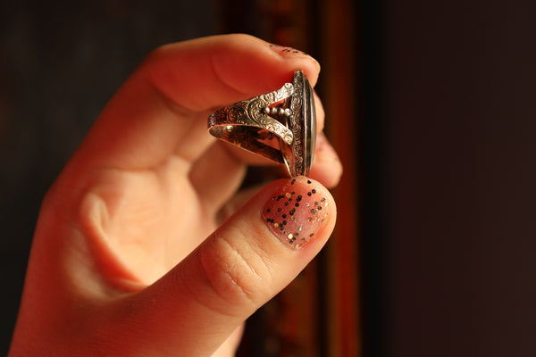 Antique Hair Mourning Urn Ring, Memento Mori Jewelry, Georgian Miniature