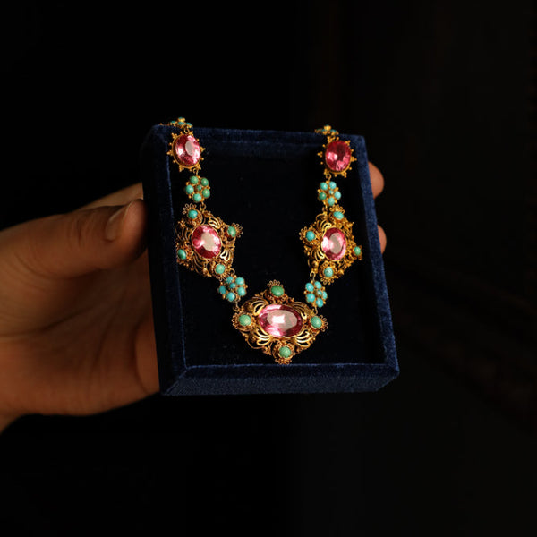 Antique French Imperial Topaz and Turquoise Necklace