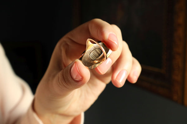 Antique British Urn Ring with Blue Enamel, 18th Century Jewelry