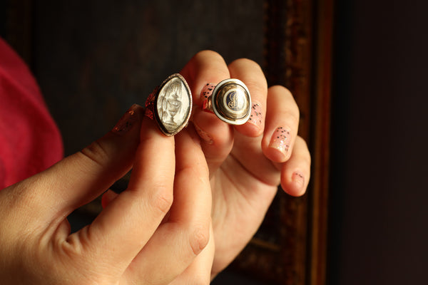 Antique Monogram Initial Ring, Georgian Enamel Ring, Memento Mori Jewelry