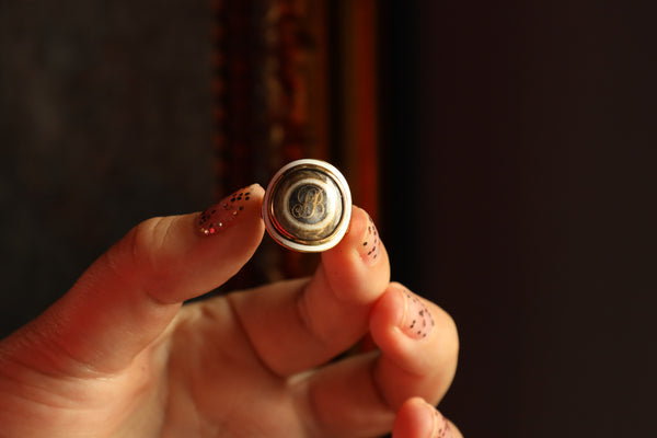 Antique Monogram Initial Ring, Georgian Enamel Ring, Memento Mori Jewelry
