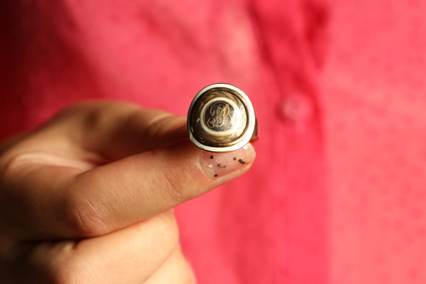 Antique Monogram Initial Ring, Georgian Enamel Ring, Memento Mori Jewelry