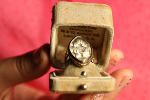 Antique Hair Mourning Urn Ring, Memento Mori Jewelry, Georgian Miniature