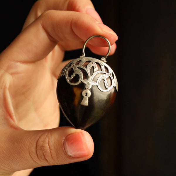 Antique Victorian Openable Padlock Pendant with Silver Fittings