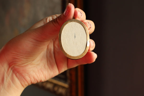 Antique Portrait Locket, Military Male Miniature