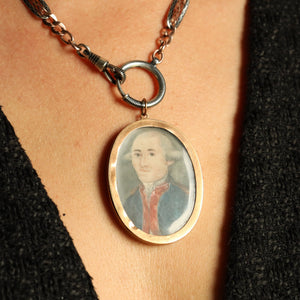 Antique Portrait Locket, Military Male Miniature