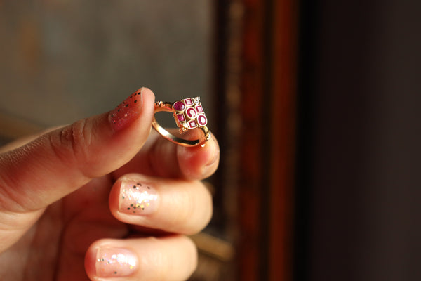 Antique Revival Natural Ruby and Diamond Ring