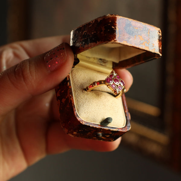 Antique Revival Natural Ruby and Diamond Ring