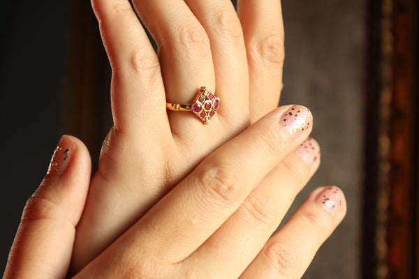 Antique Revival Natural Ruby and Diamond Ring