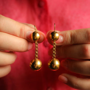 Antique Victorian Chain Earrings in Solid 14k Gold