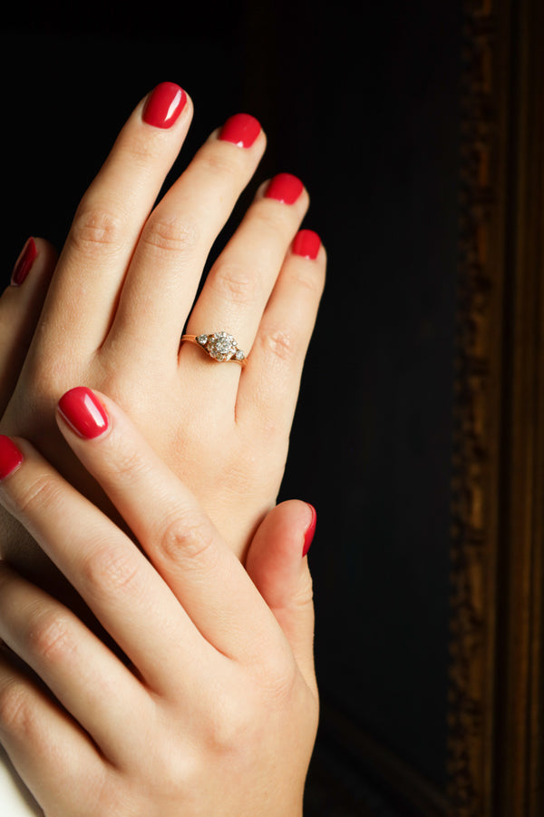 Antique Victorian 1k Diamond Engagement Ring in 18k