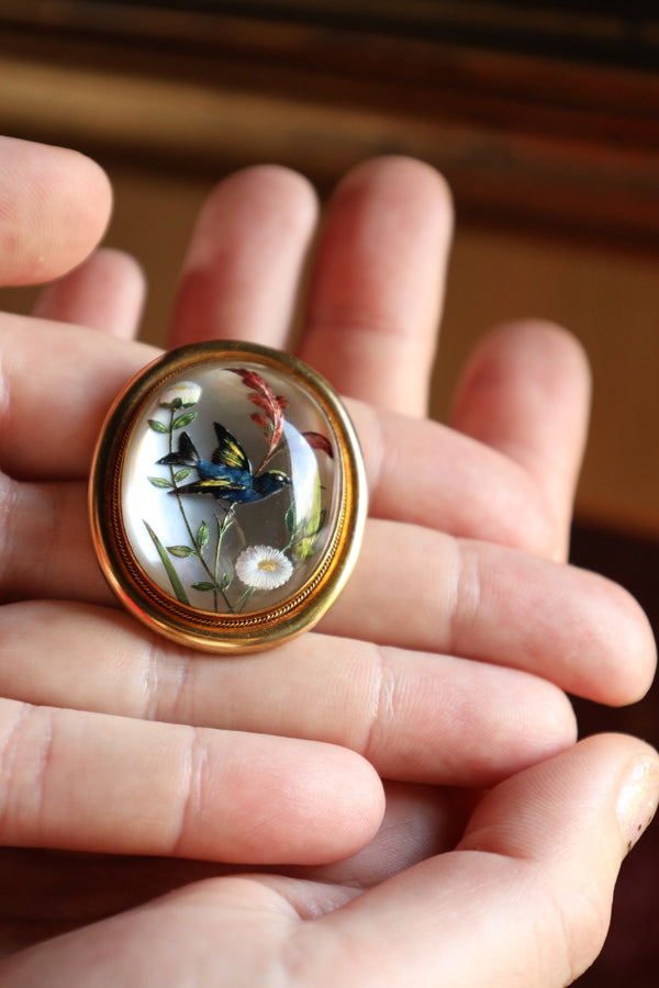 Antique Victorian Essex Crystal Brooch in 18k Gold