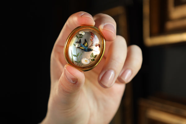 Antique Victorian Essex Crystal Brooch in 18k Gold