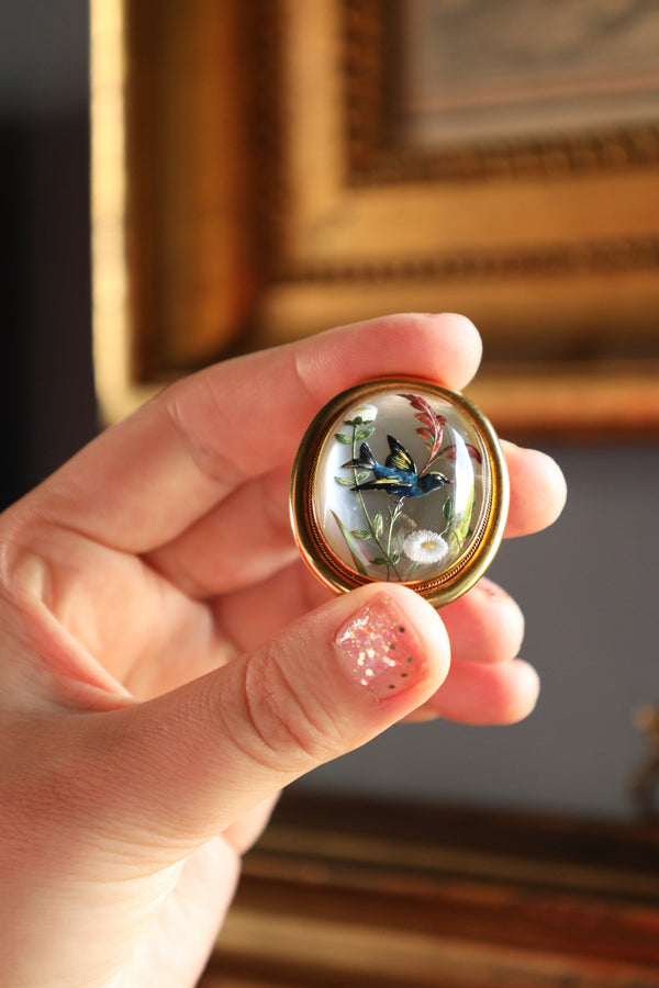 Antique Victorian Essex Crystal Brooch in 18k Gold