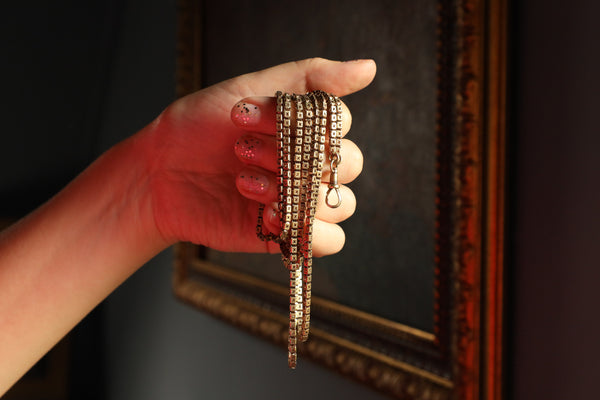 Antique Victorian Muff Chain with Dog Clasp, 55 Inches