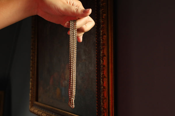 Antique Victorian Muff Chain with Dog Clasp, 55 Inches