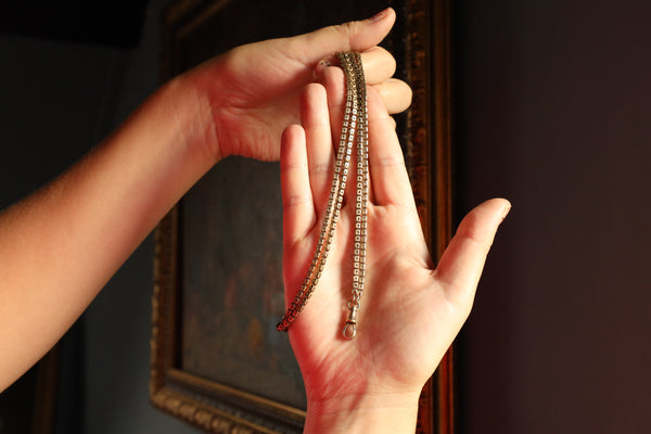 Antique Victorian Muff Chain with Dog Clasp, 55 Inches