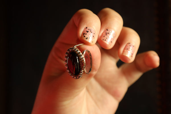 Antique Victorian Snake Brooch with Garnet Cabochon
