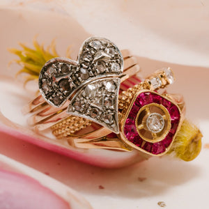 Antique diamond and ruby engagement ring