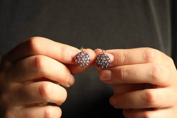 Art Deco Earrings with Rubies and Diamonds: 1920s Jewelry
