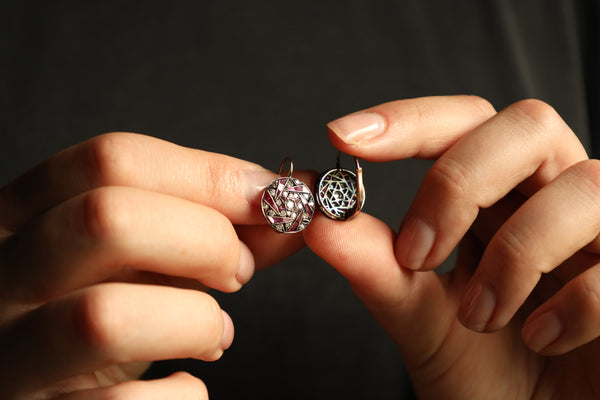 Art Deco Earrings with Rubies and Diamonds: 1920s Jewelry