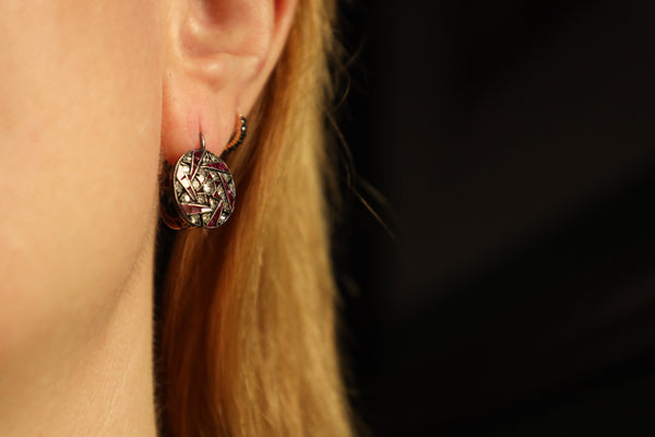 Art Deco Earrings with Rubies and Diamonds: 1920s Jewelry