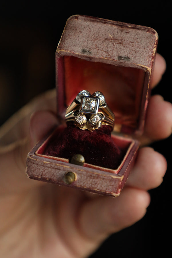 Art Deco 18k Gold 0.25CT Diamond Tank Ring