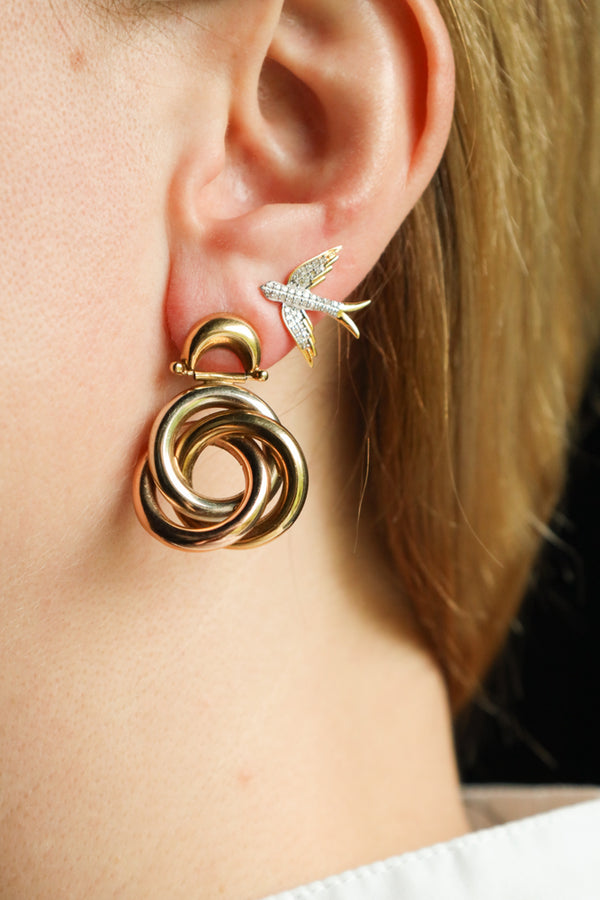 Artisan Swallow Flying Birds Stud Earrings