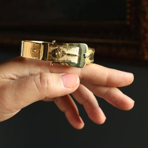 Belt Buckle Cuff Bracelet in Solid 14k Gold