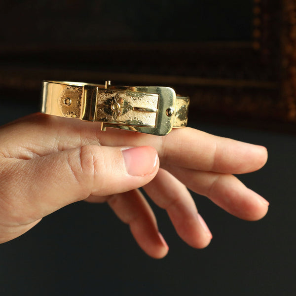 Belt Buckle Cuff Bracelet in Solid 14k Gold