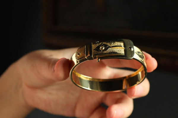 Belt Buckle Cuff Bracelet in Solid 14k Gold