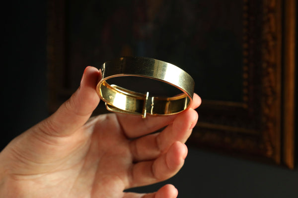 Belt Buckle Cuff Bracelet in Solid 14k Gold